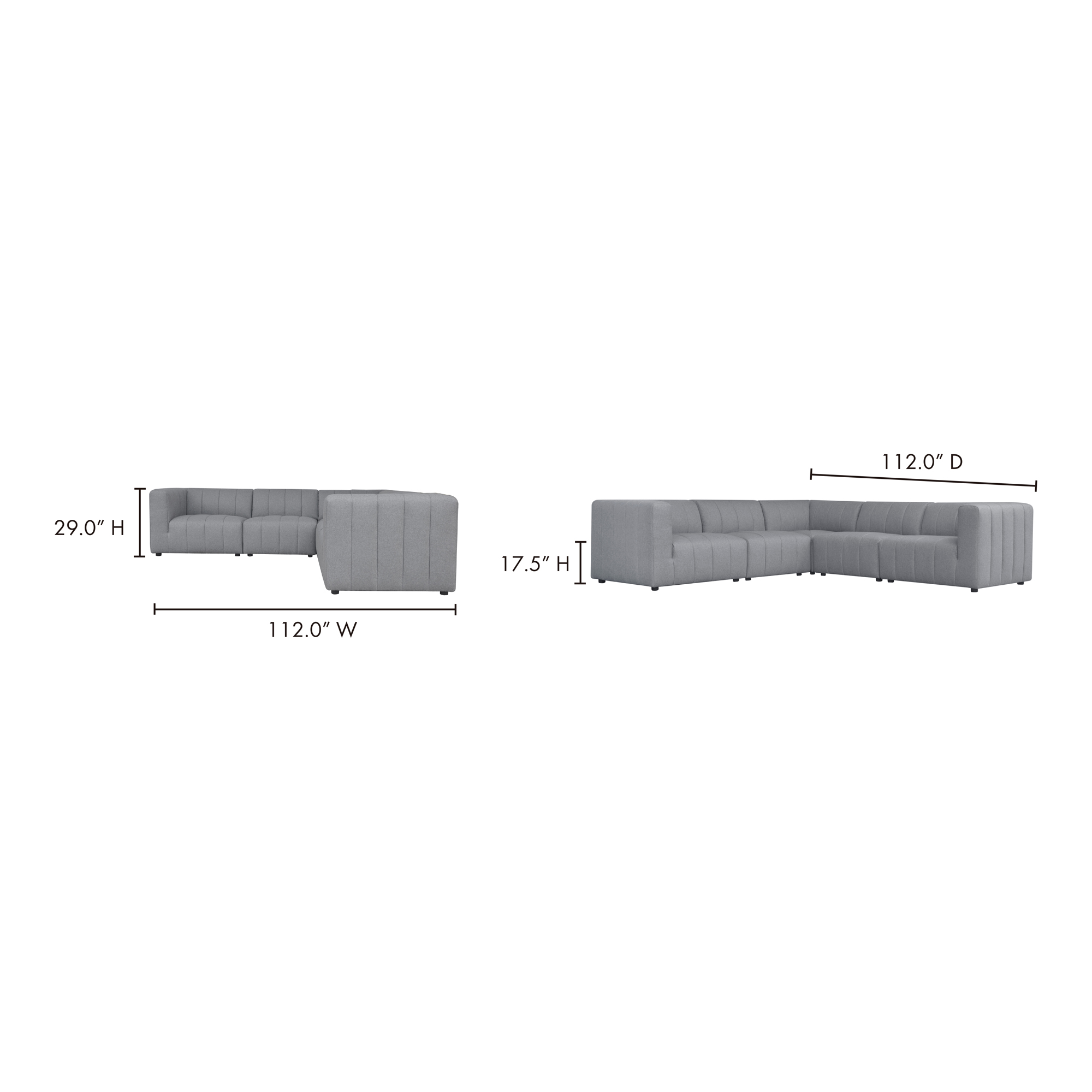 Lyric Classic L-Shaped Modular Sectional Grey