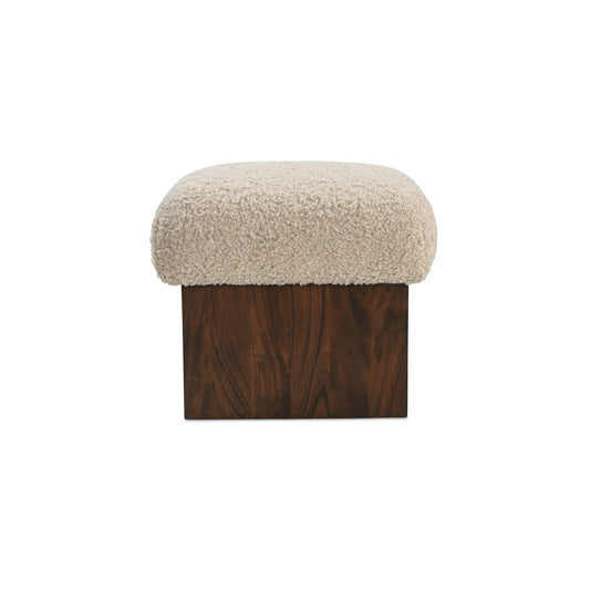 Serge Ottoman Cream Faux Shearling by Moe's Home