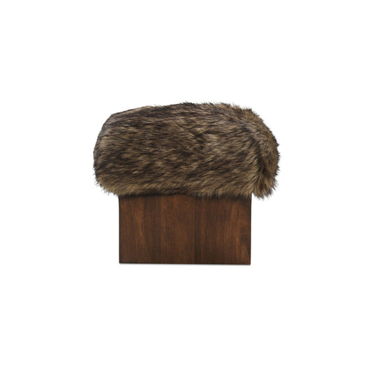 Serge Ottoman Brown Faux Fur by Moe's Home