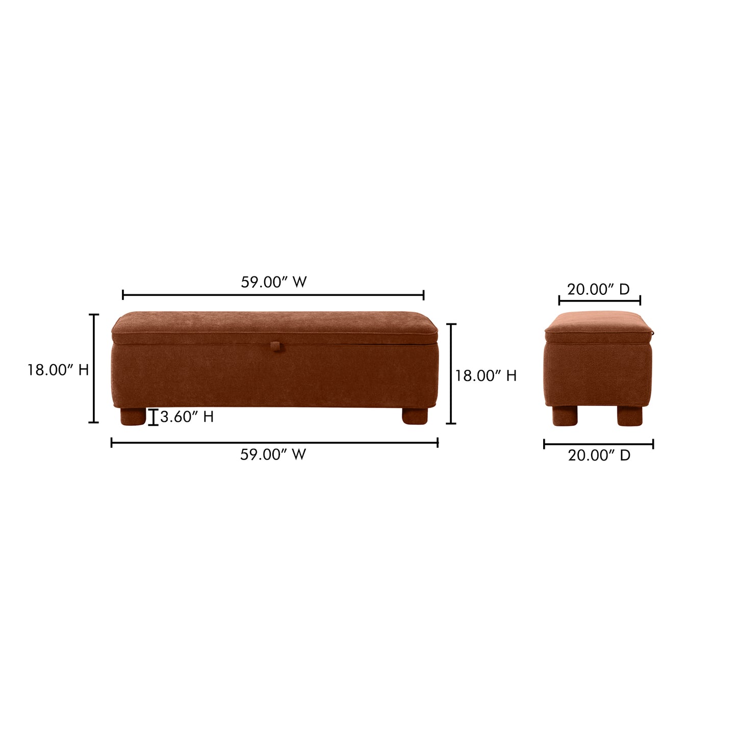 Ichigo Storage Bench Deep Orange by Moe's Home