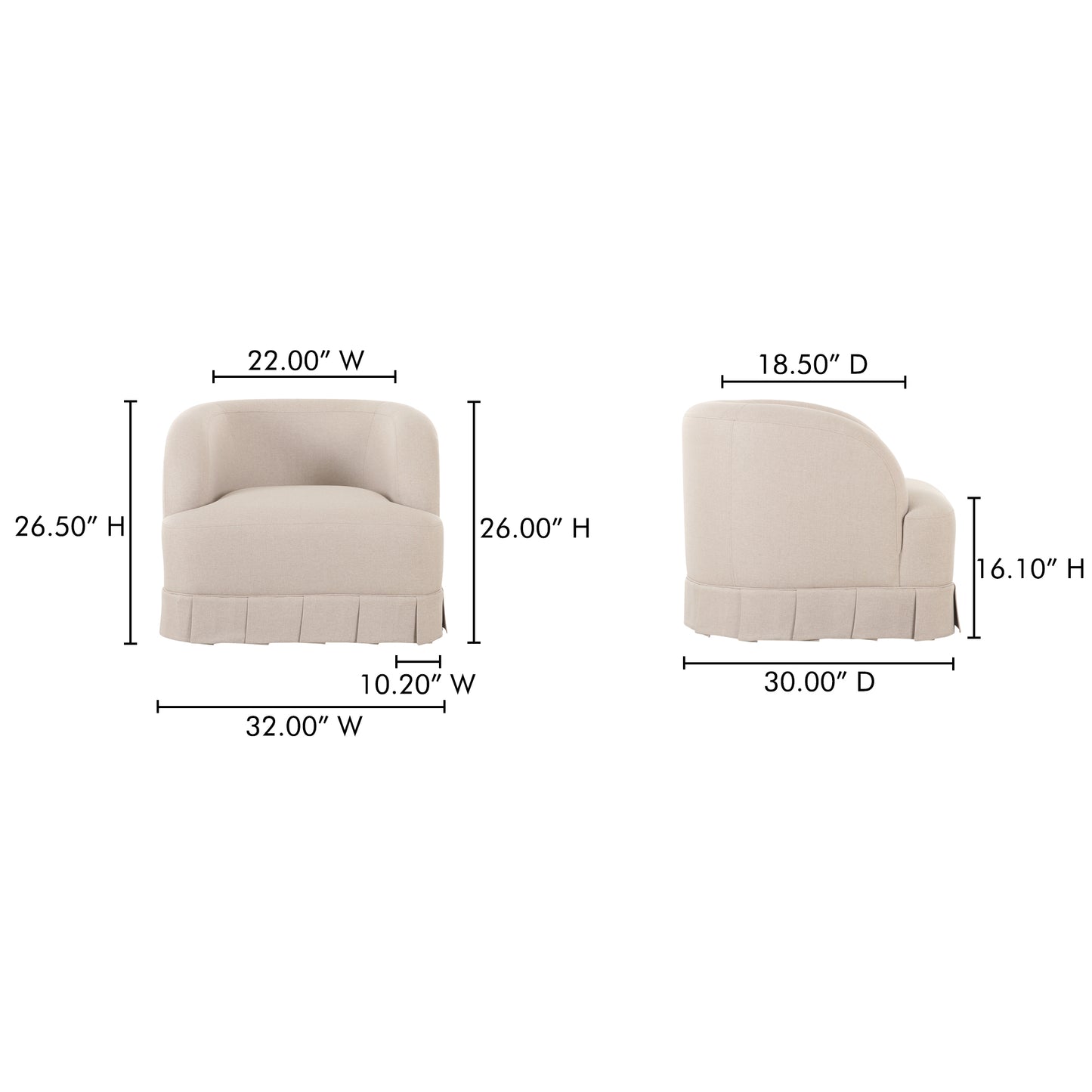 Maren Swivel Chair Beige by Moe's Home