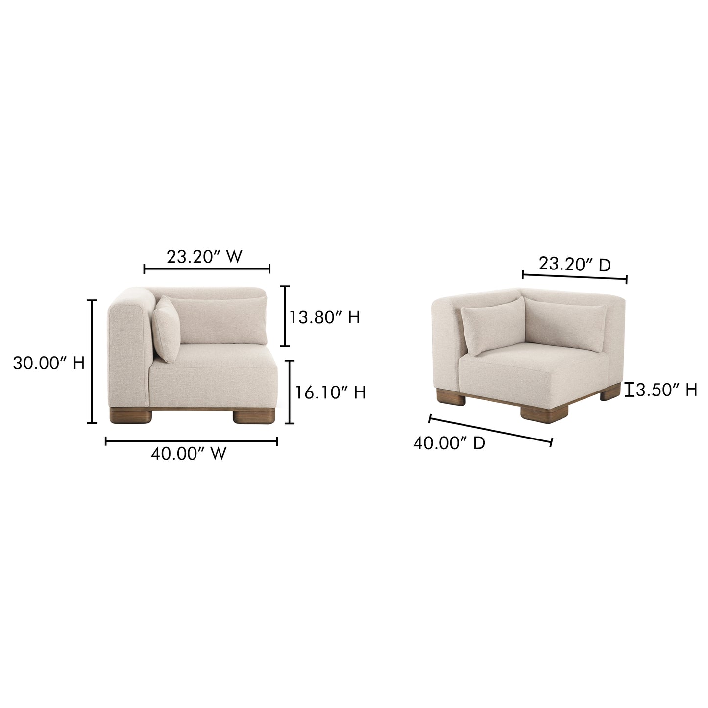 June Corner Chair Oatmeal by Moe's Home