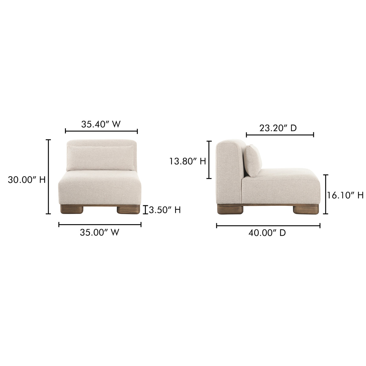 June Slipper Chair Oatmeal by Moe's Home