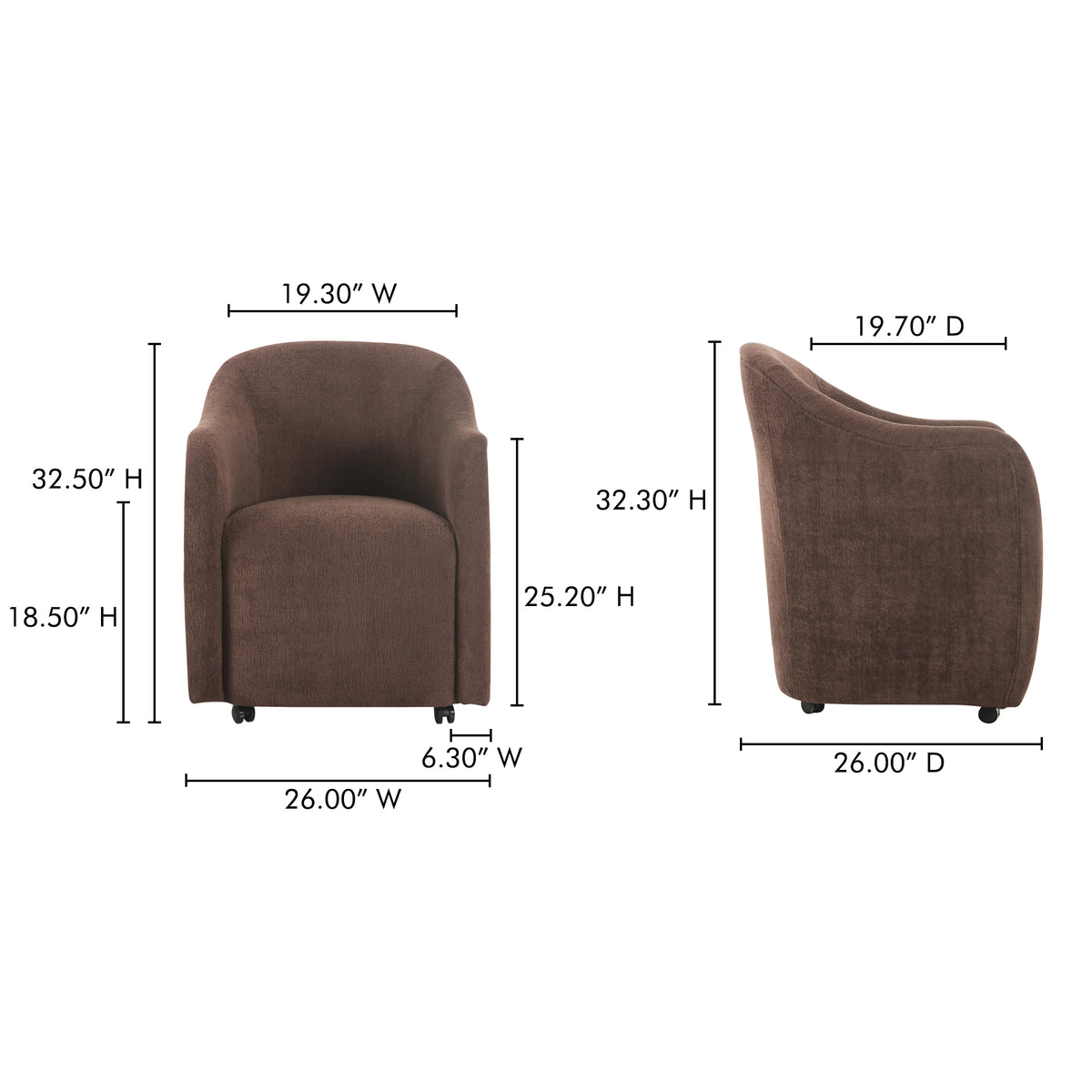 Drava Rolling Dining Chair by Moe's Home