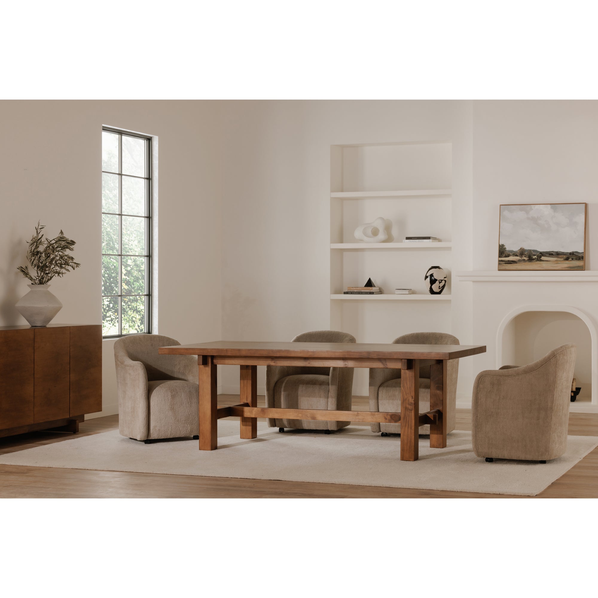 Drava Rolling Dining Chair Beige