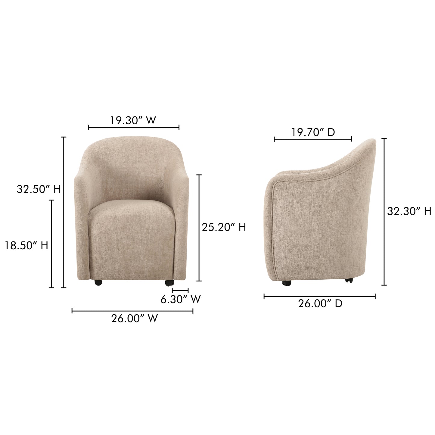 Drava Rolling Dining Chair by Moe's Home