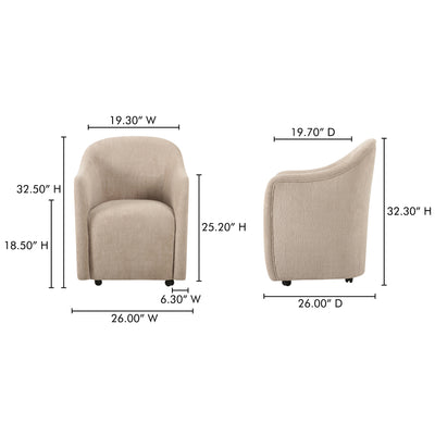 Drava Rolling Dining Chair by Moe's Home