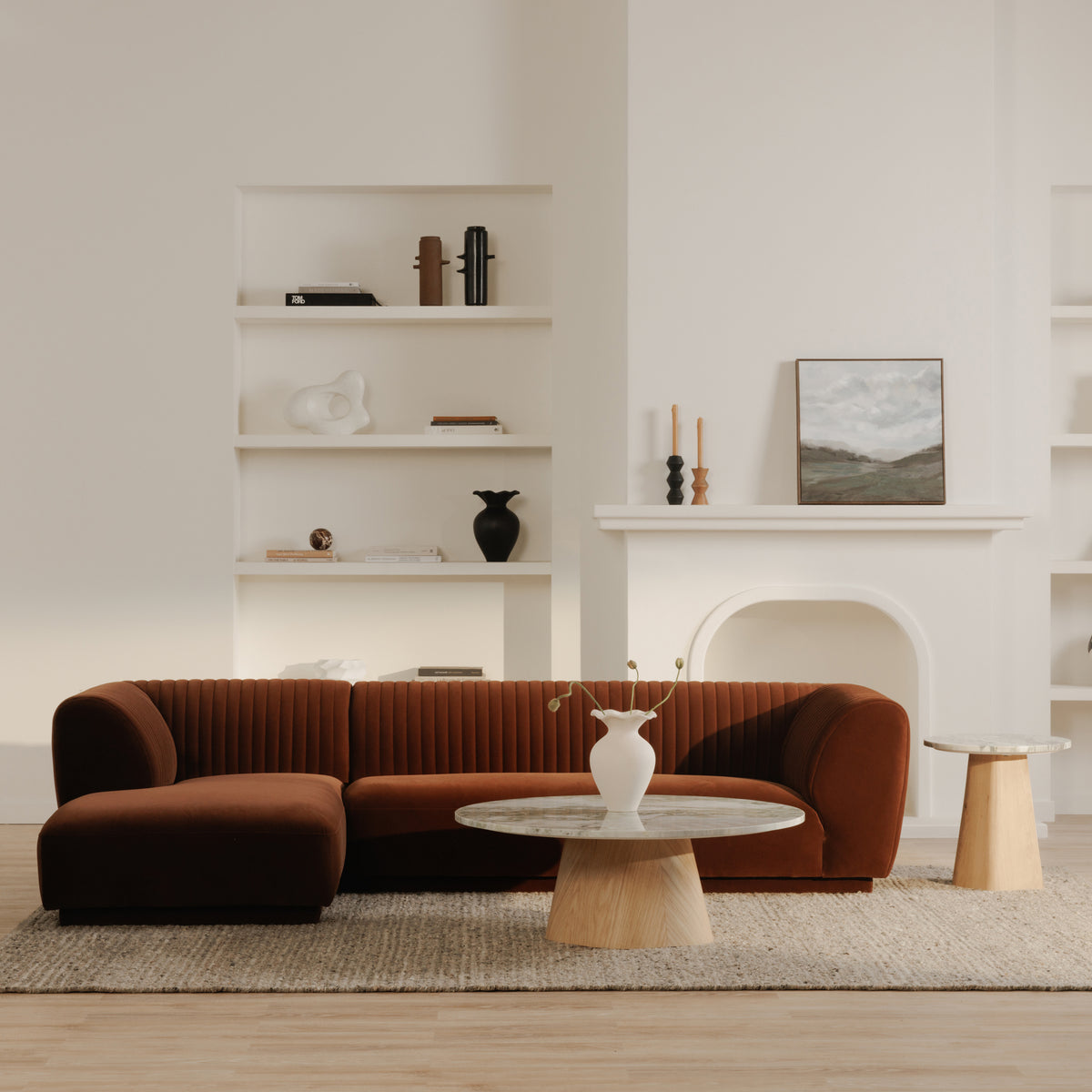 Zandro Left Sectional Warm Brown by Moe's Home
