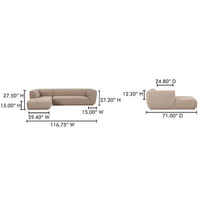 Zandro Left Sectional Beige by Moe's Home