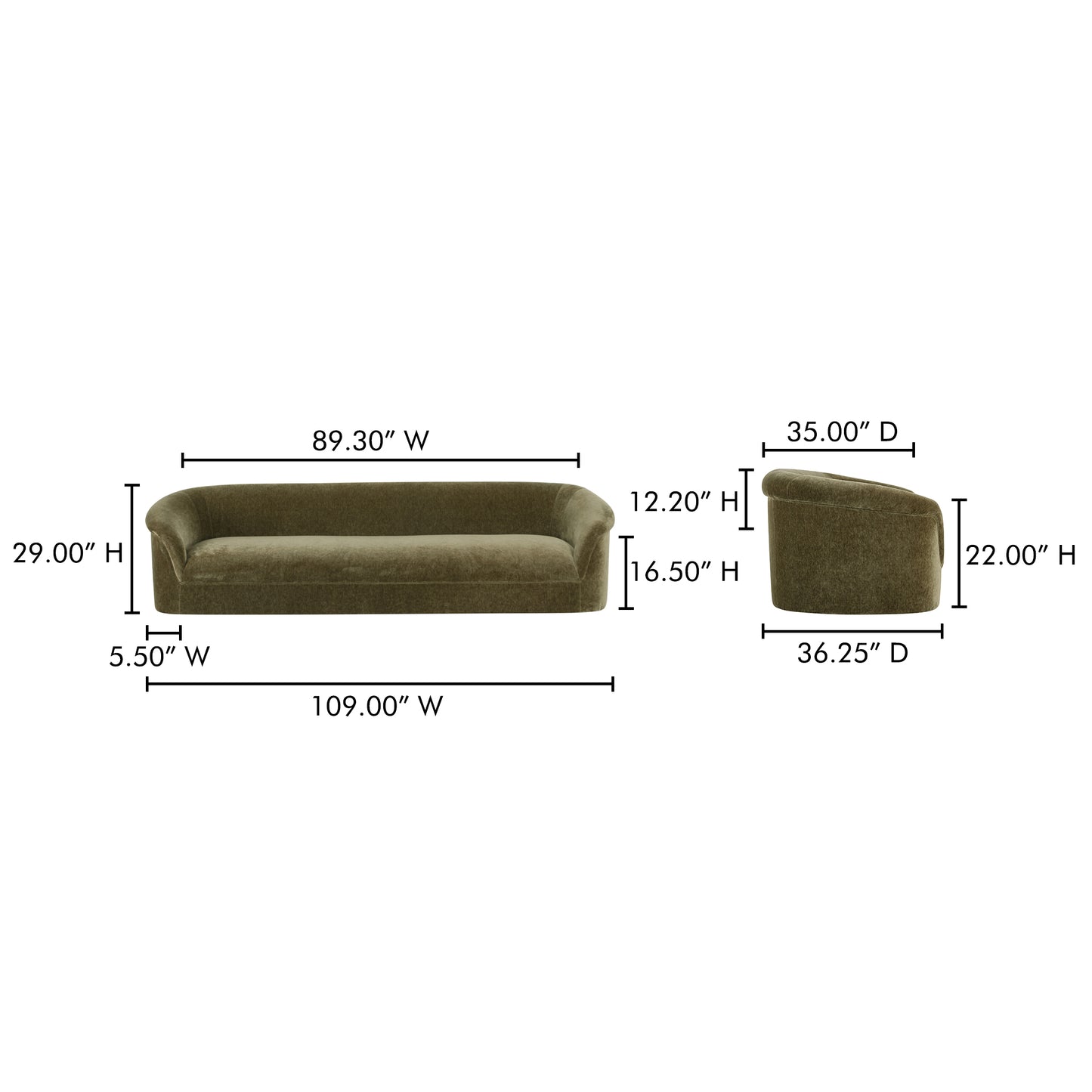 Thora Sofa Dark Green by Moe's Home