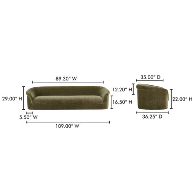 Thora Sofa Dark Green by Moe's Home