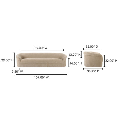 Thora Sofa Beige by Moe's Home