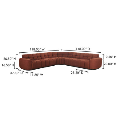 Roman L-Shaped Sectional Rust by Moe's Home