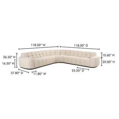 Roman L-Shaped Sectional Oat by Moe's Home