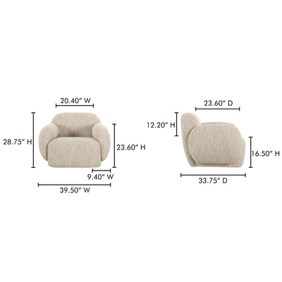 Hazel Lounge Chair Off White by Moe's Home