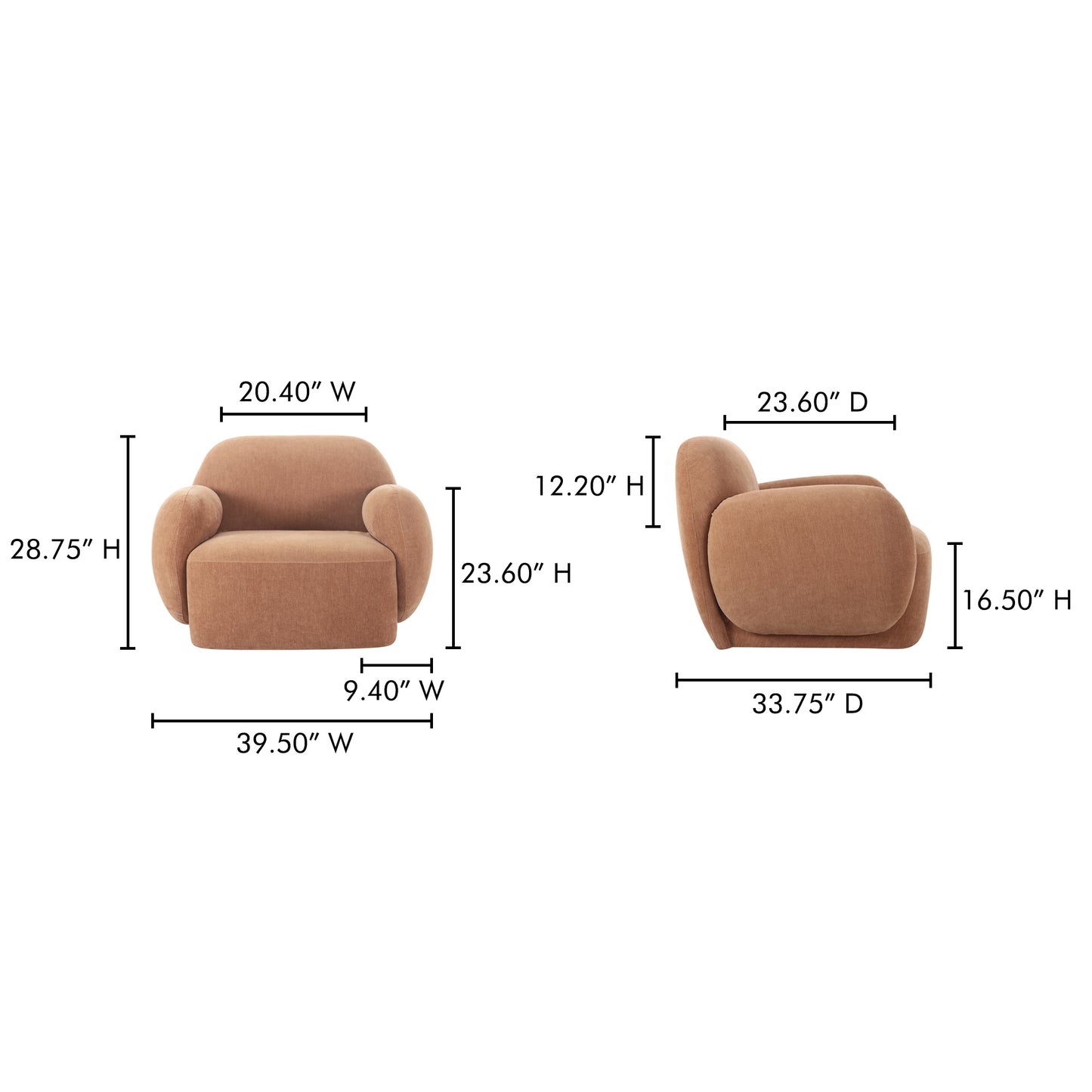 Hazel Lounge Chair Copper by Moe's Home