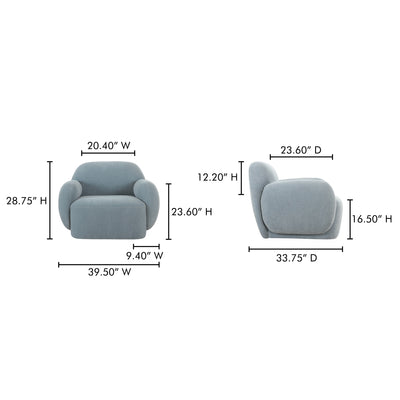 Hazel Lounge Chair Light Blue by Moe's Home