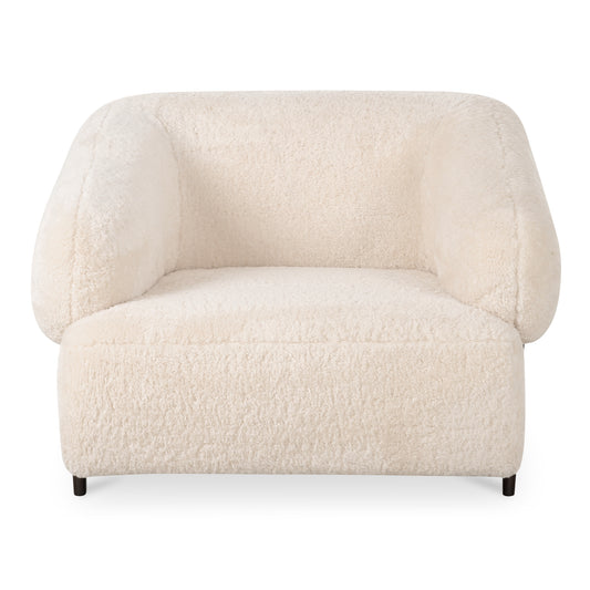 Devlin Lounge Chair Cream Faux Fur by Moe's Home