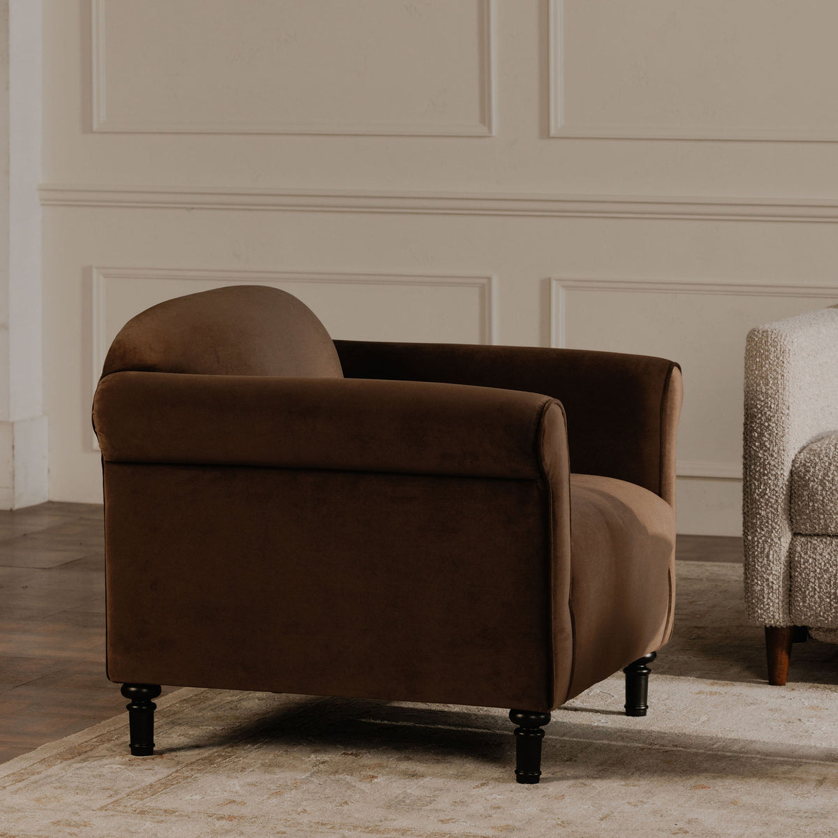 Harmony Accent Chair Dark Brown Faux Mohair by Moe's Home