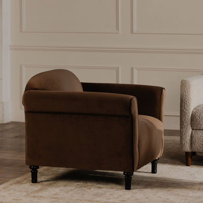 Harmony Accent Chair Dark Brown Faux Mohair by Moe's Home