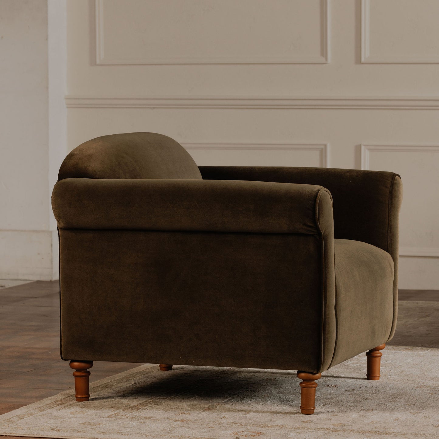 Harmony Accent Chair Dark Green Faux Mohair by Moe's Home
