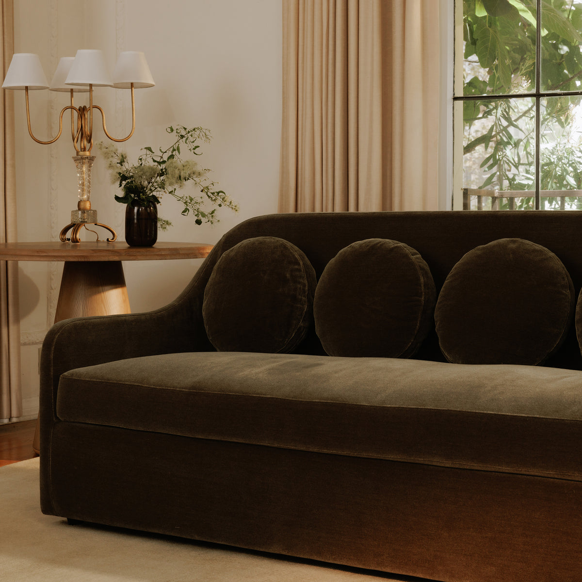 Rialto Sofa Dark Green Faux Mohair by Moe's Home