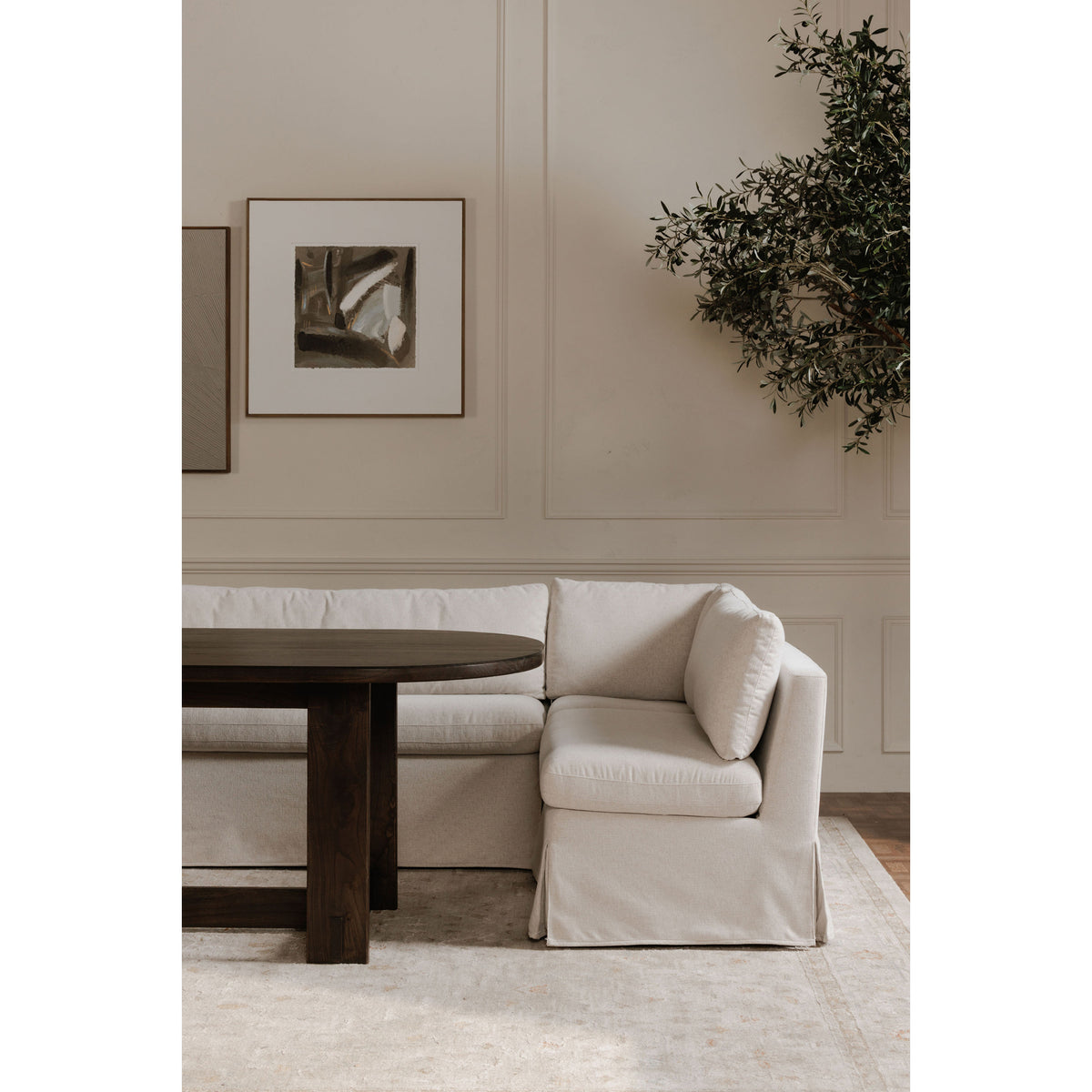Fable Slipcover Dining Banquette U-Shape Beige 121 in. by Moe's Home