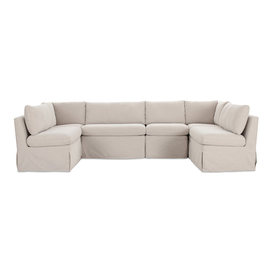 Fable Slipcover Dining Banquette U-Shape Beige 121 in. by Moe's Home
