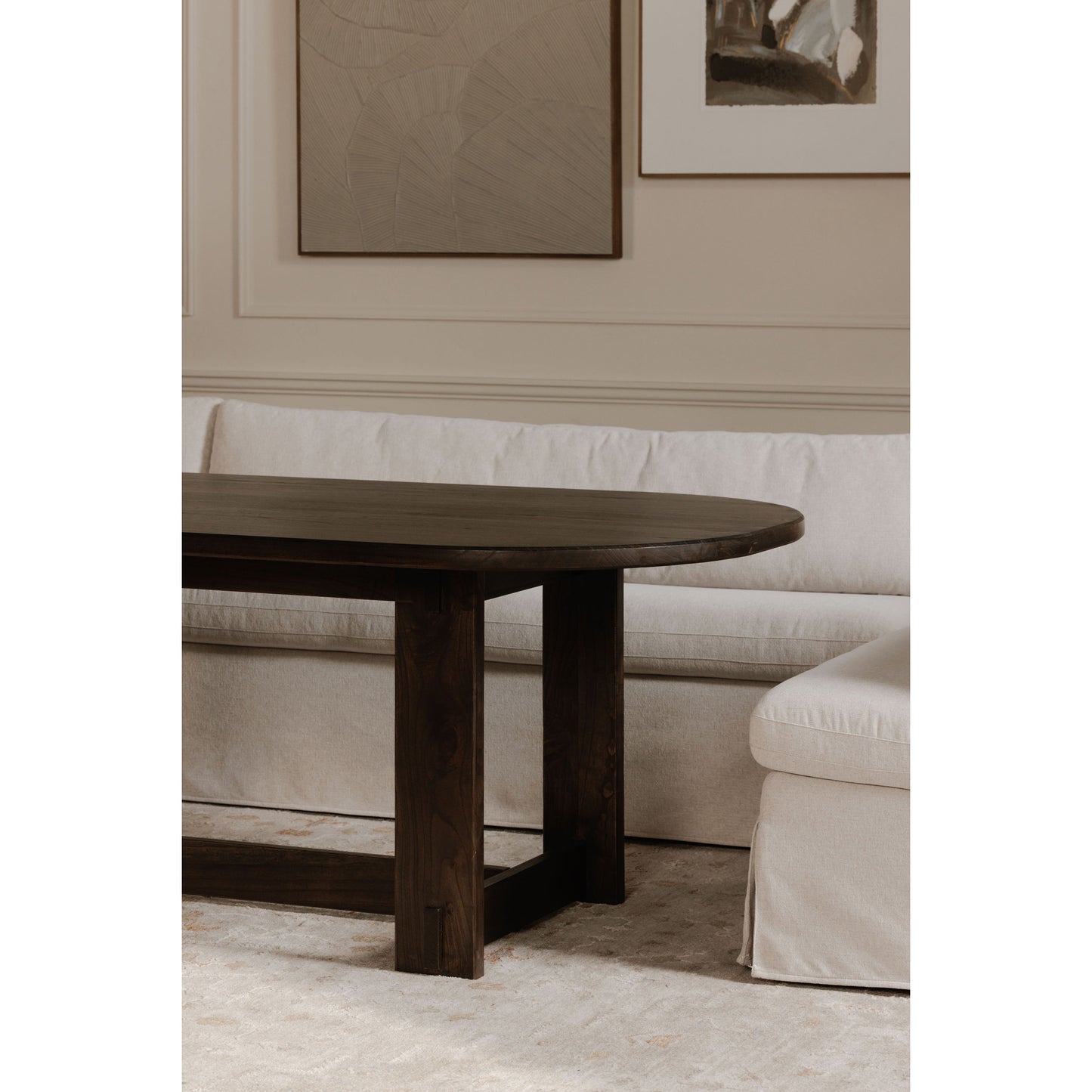Fable Slipcover Dining Banquette U-Shape Beige 154 in. by Moe's Home