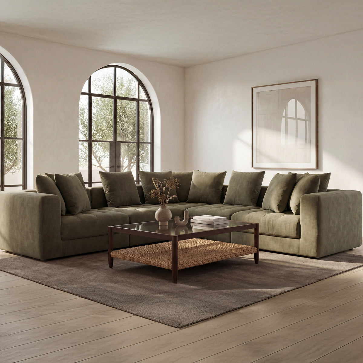 Davie Classic L Modular Sectional Olive by Moe's Home