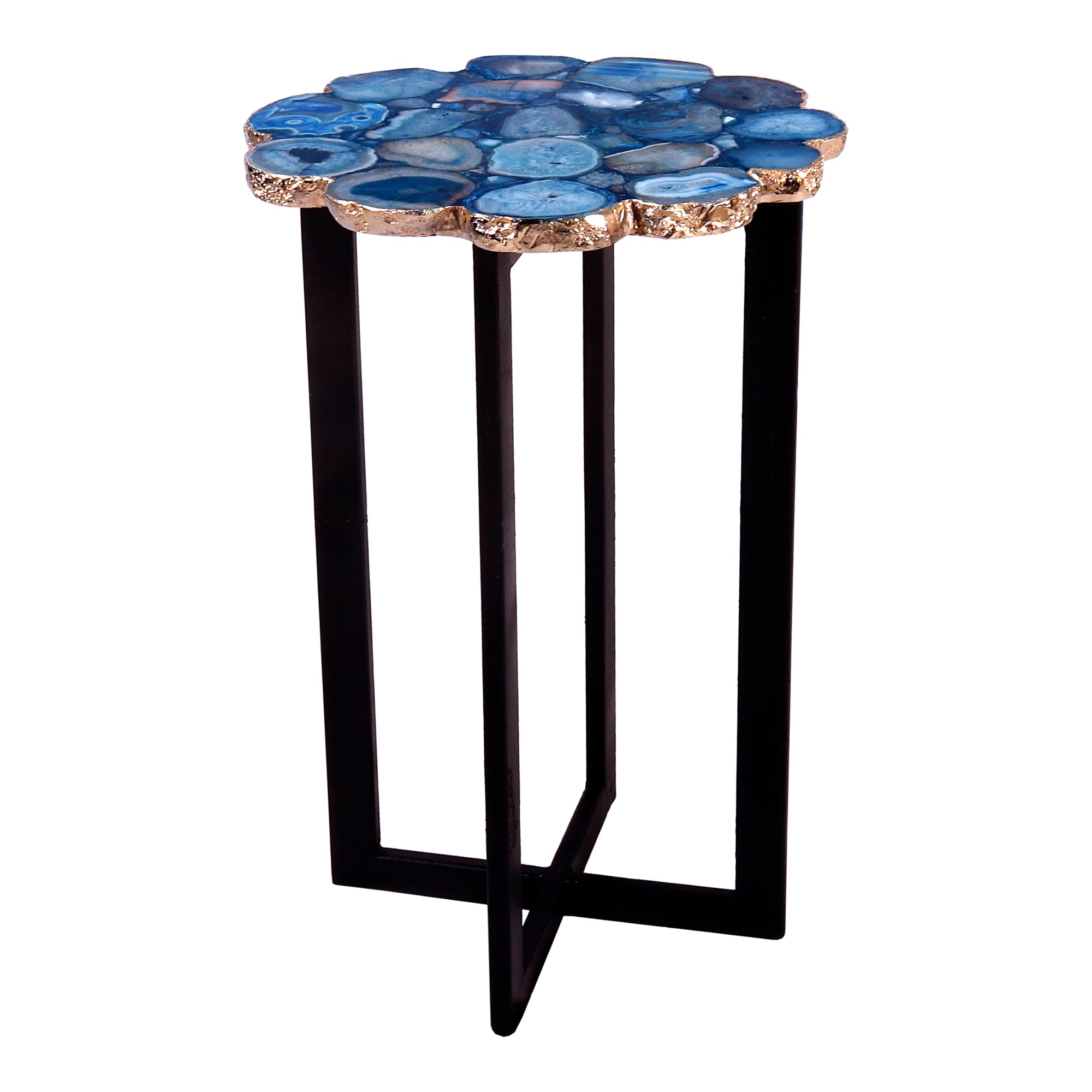 Azul Agate Accent Table Blue | Blue