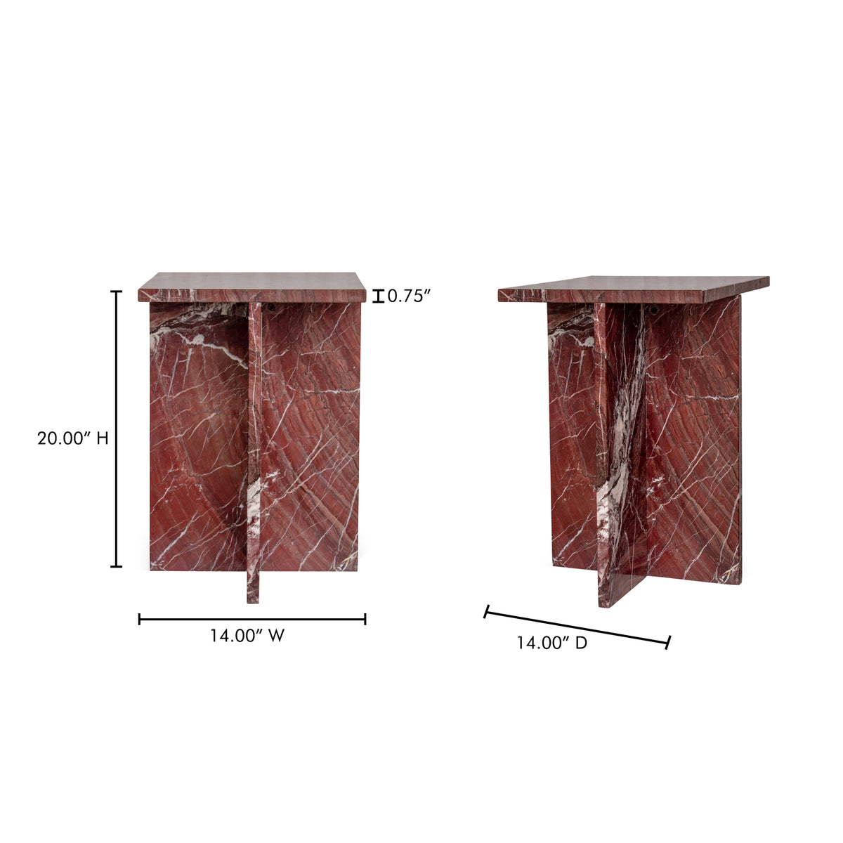 Blair Accent Table Rosso Levanto Marble by Moe's Home