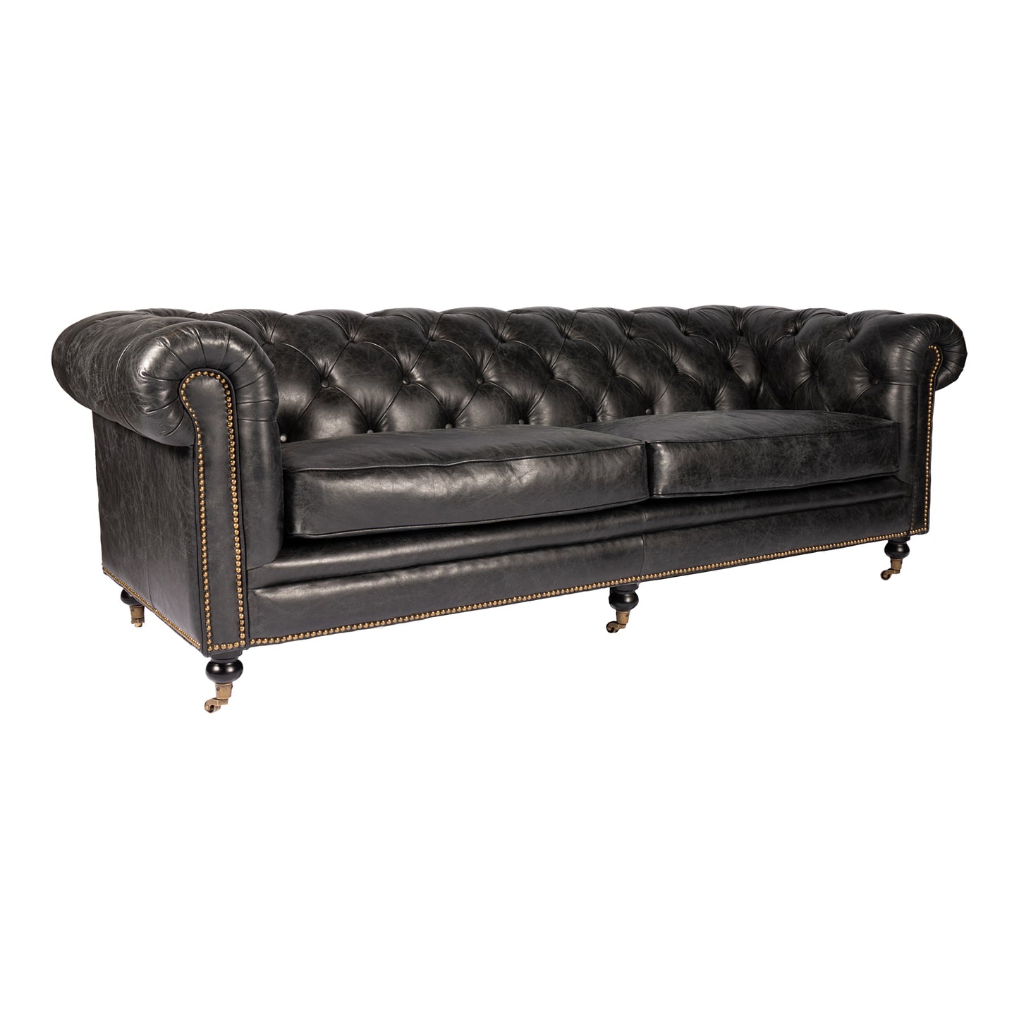 Birmingham Sofa Black Leather by Moe's Home