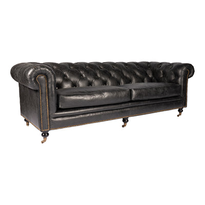 Birmingham Sofa Black Leather by Moe's Home