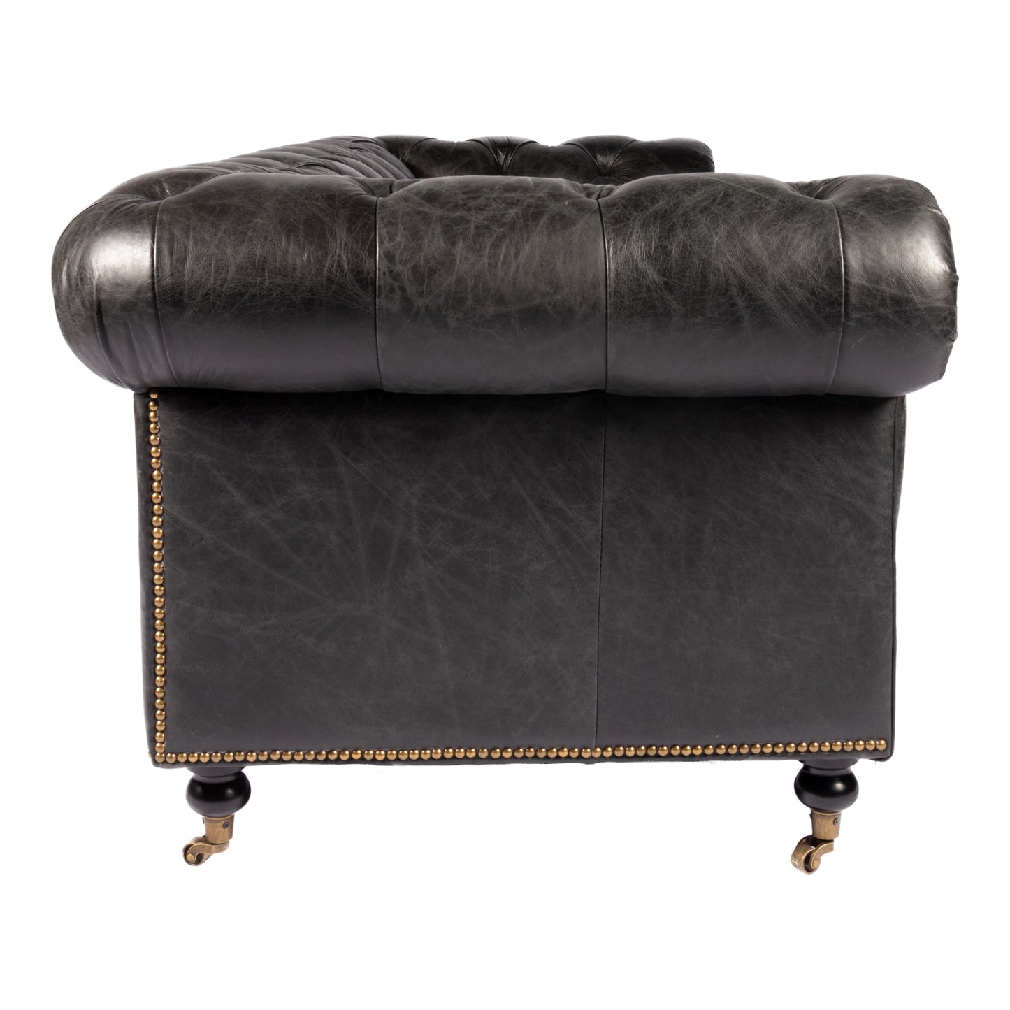 Birmingham Sofa Black Leather by Moe's Home