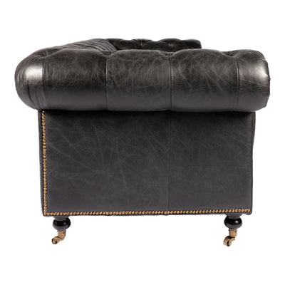 Birmingham Sofa Black Leather by Moe's Home
