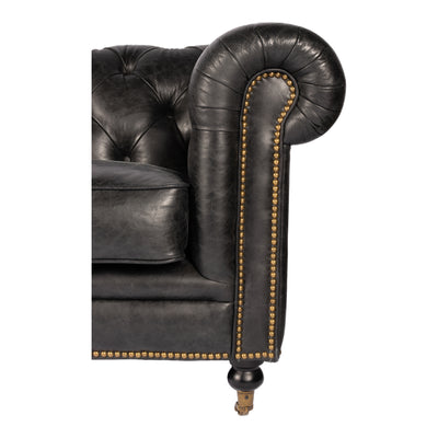 Birmingham Sofa Black Leather by Moe's Home