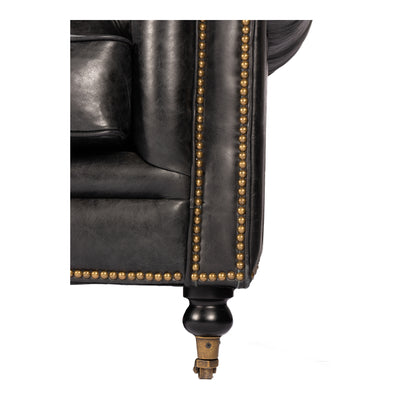 Birmingham Sofa Black Leather by Moe's Home