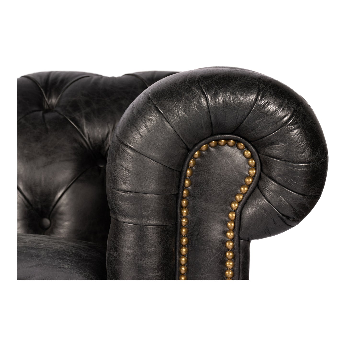 Birmingham Sofa Black Leather by Moe's Home