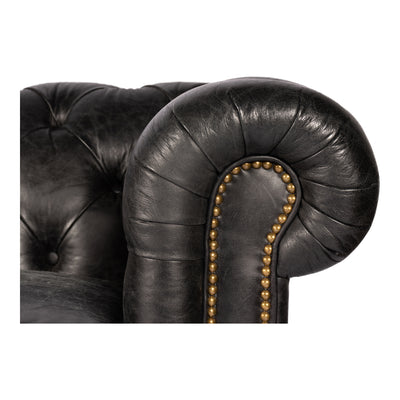 Birmingham Sofa Black Leather by Moe's Home
