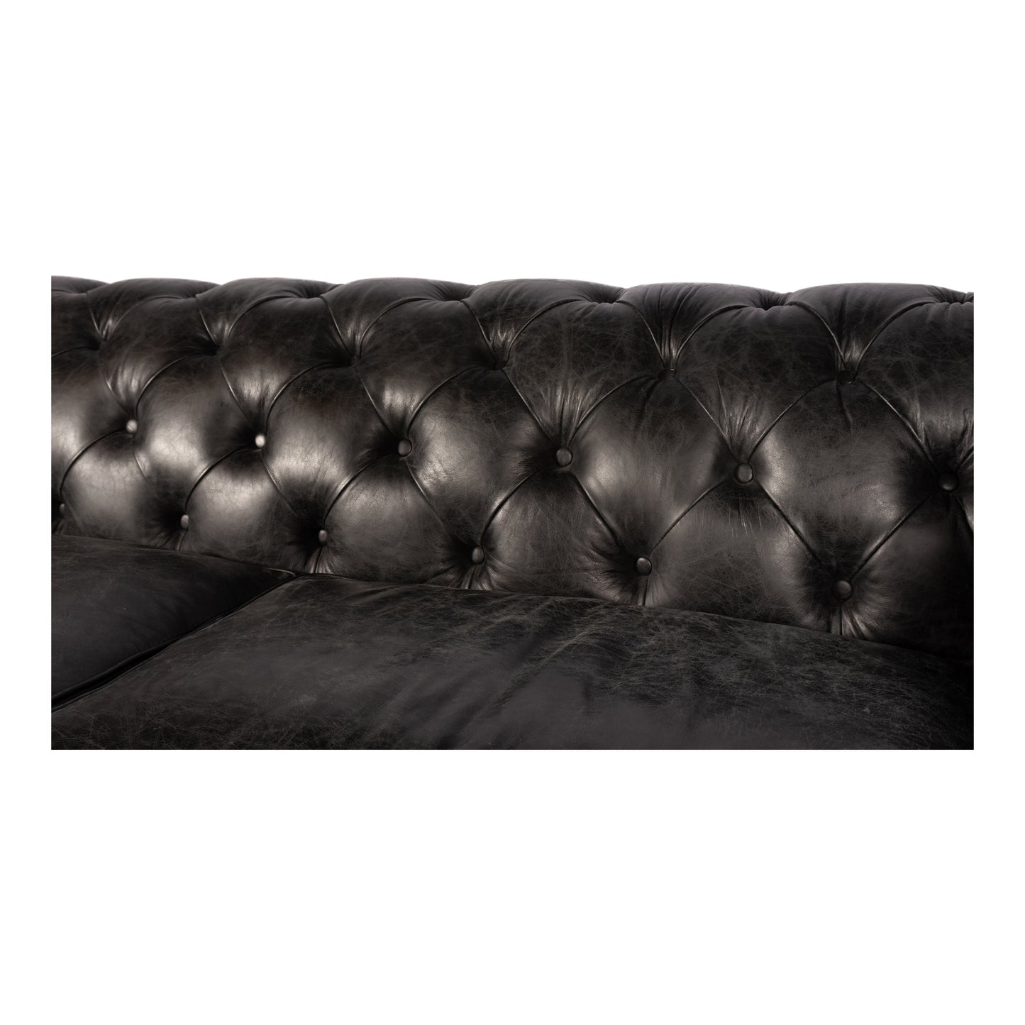 Birmingham Sofa Black Leather by Moe's Home
