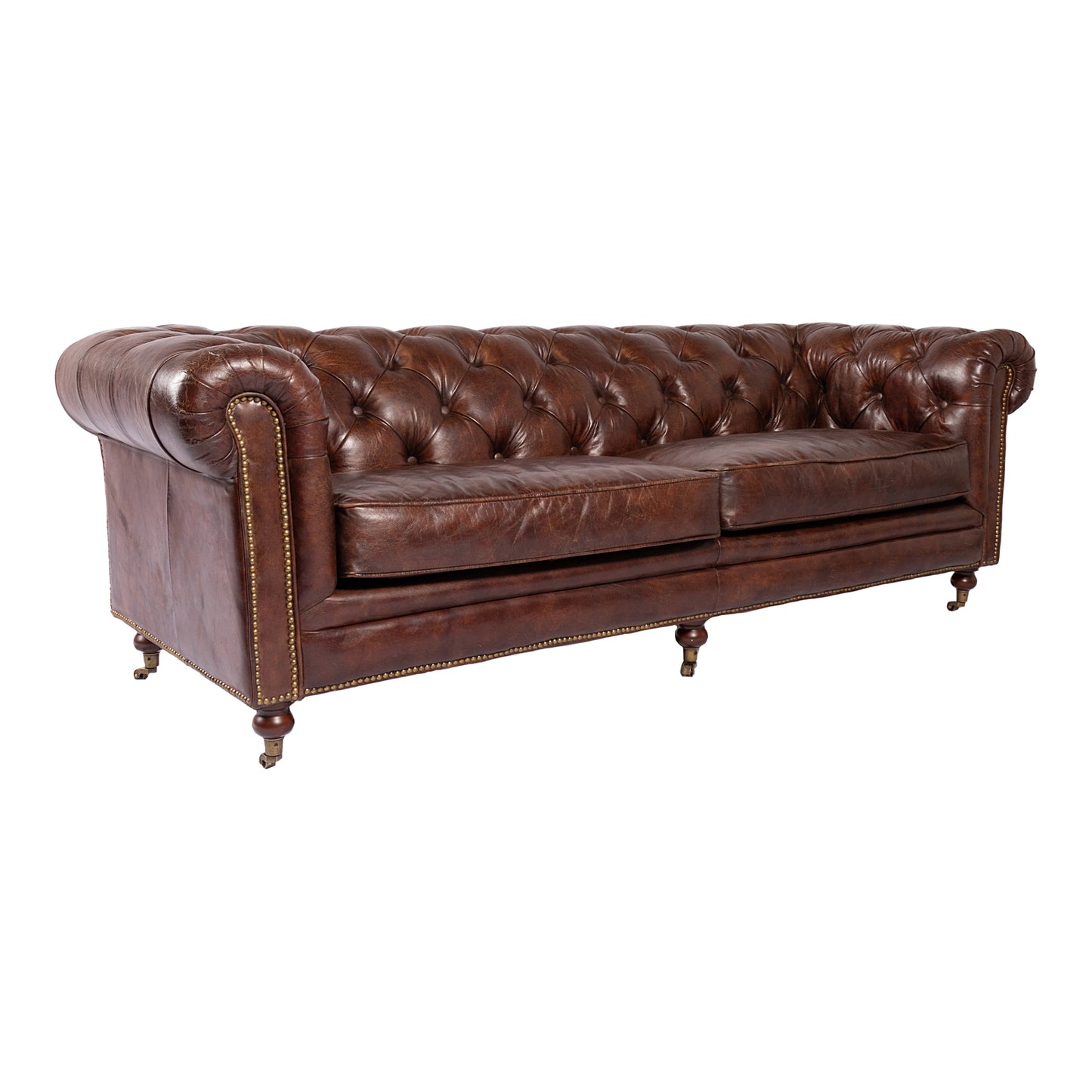 Birmingham Sofa Dark Brown Leather by Moe's Home