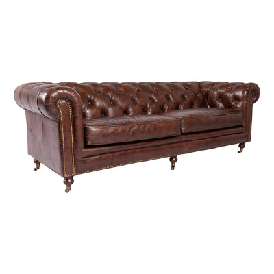 Birmingham Sofa Dark Brown Leather by Moe's Home