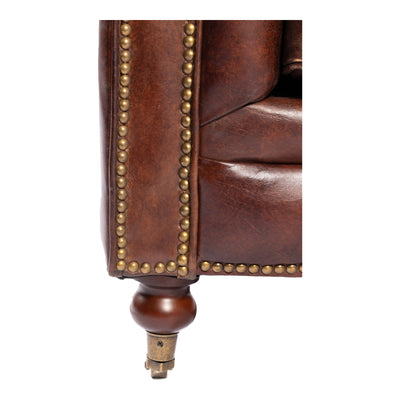 Birmingham Sofa Dark Brown Leather by Moe's Home