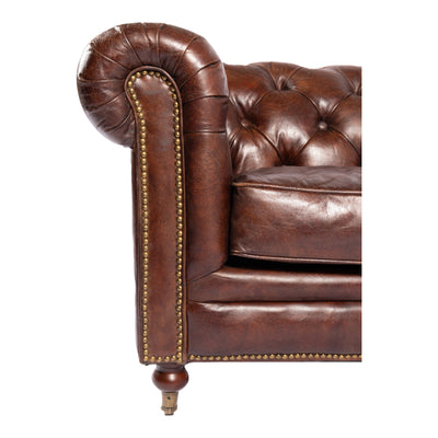 Birmingham Sofa Dark Brown Leather by Moe's Home