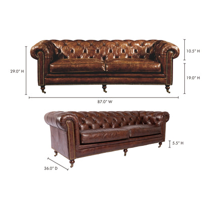 Birmingham Sofa Dark Brown Leather