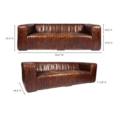 Castle Sofa Dark Brown by Moe's Home