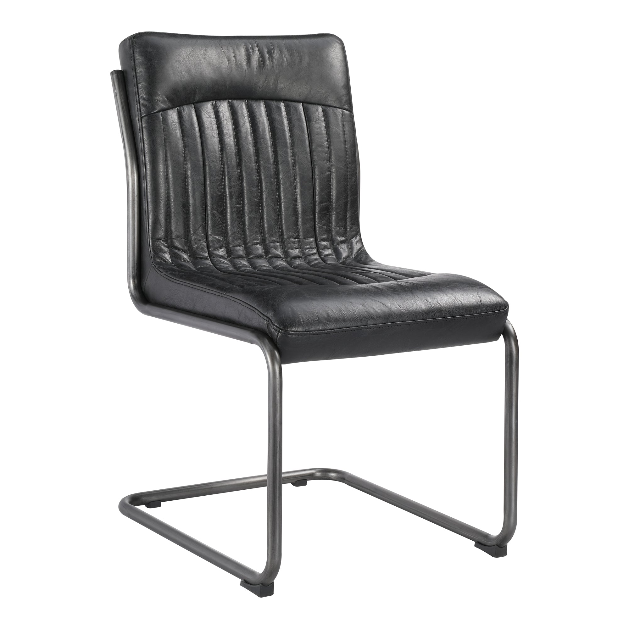 Ansel Dining Chair Onyx Black Leather - Set Of Two