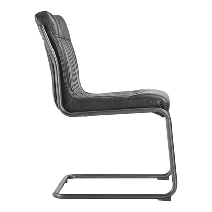 Ansel Dining Chair Onyx Black Leather - Set Of Two