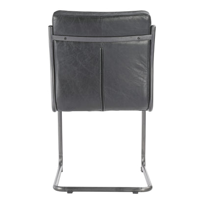 Ansel Dining Chair Onyx Black Leather - Set Of Two